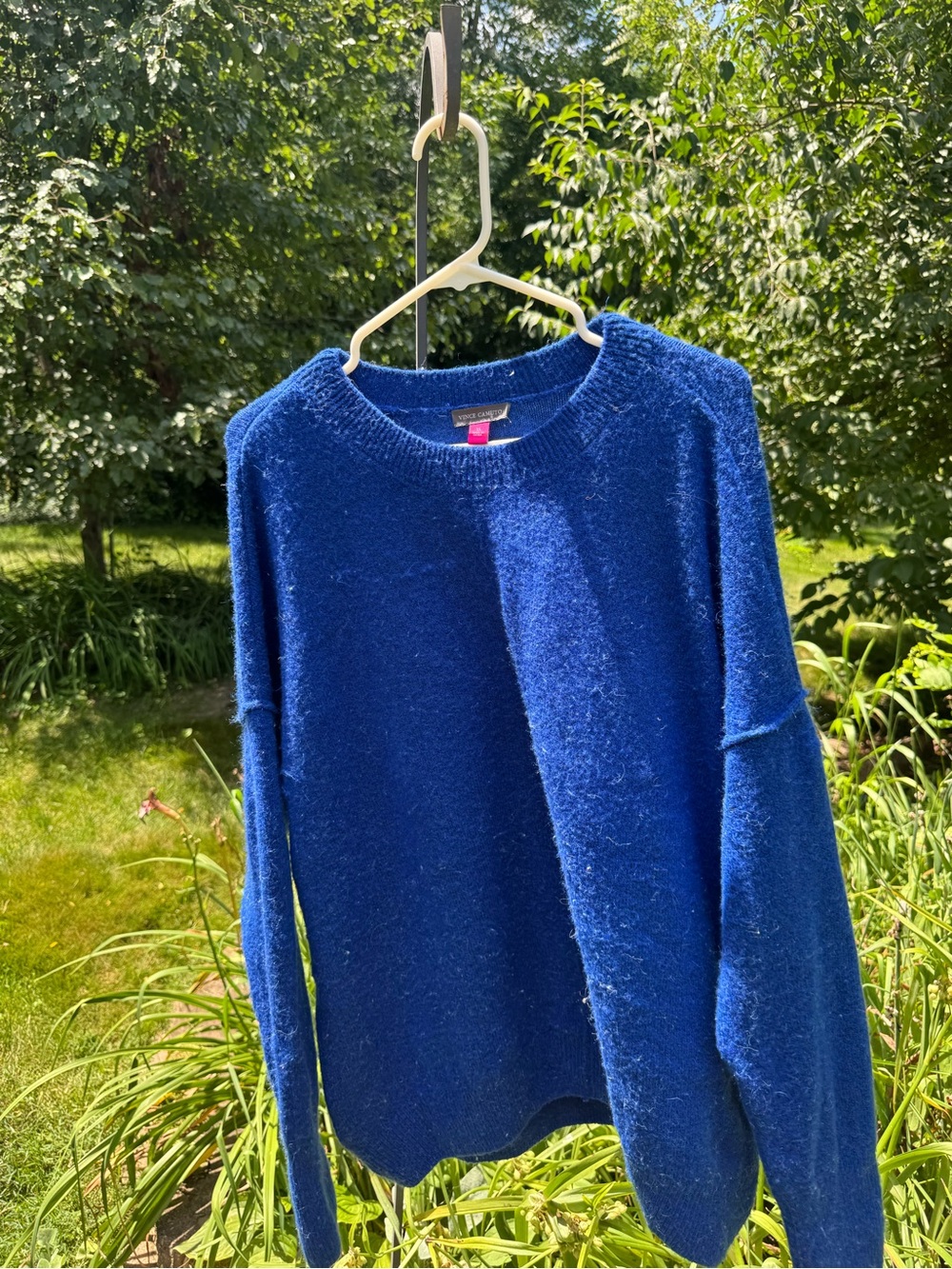 Vince Camuto Electric Blue Fuzzy Crewneck Sweater